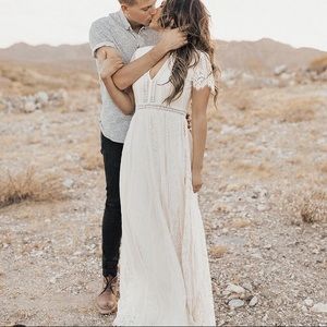 Women lace white gown wedding photoshoot dress